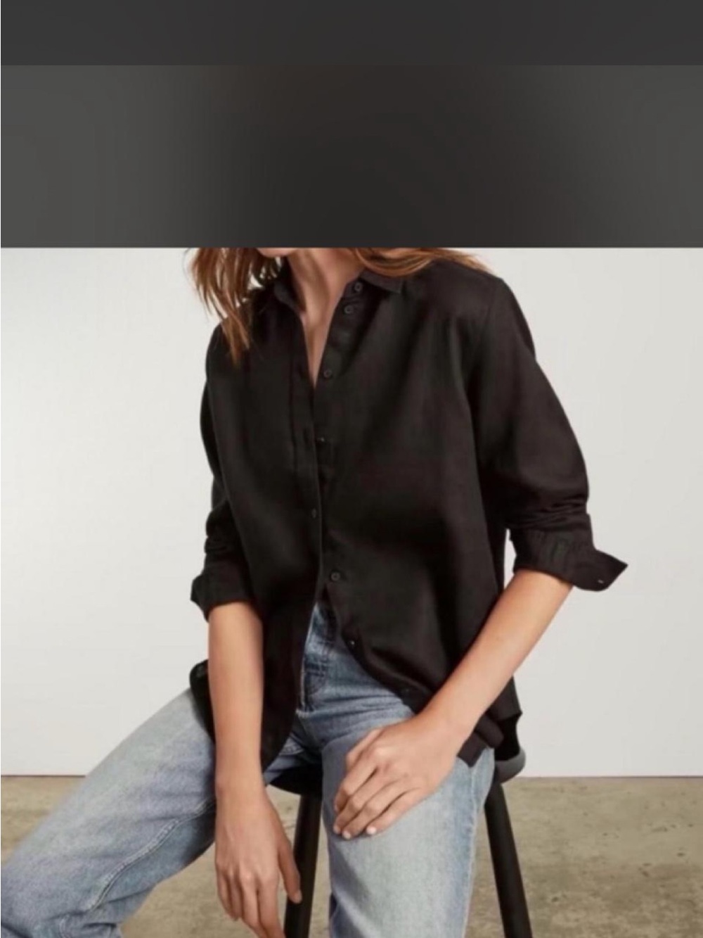 Everlane Black 100% linen Button-Down Shirt